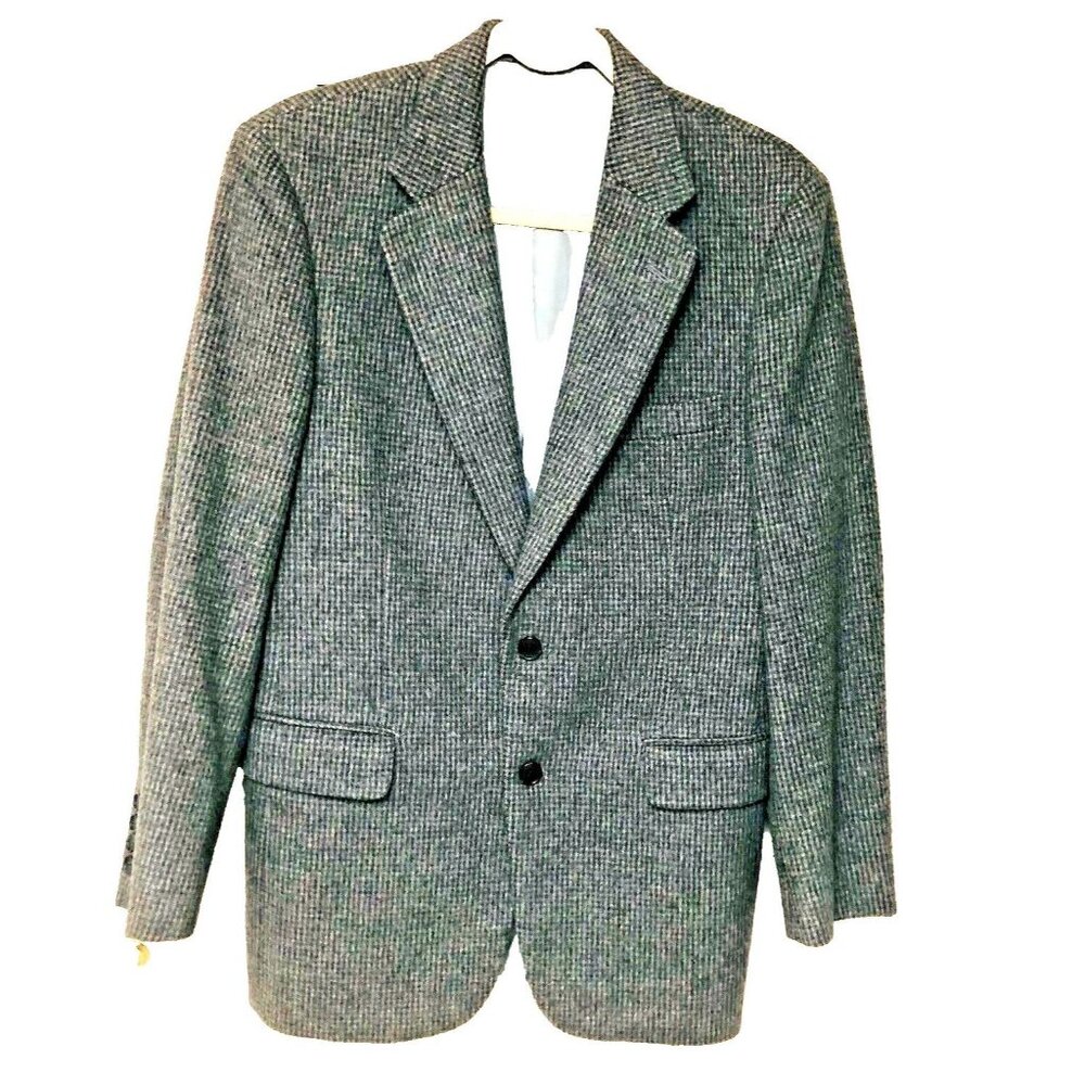 Macys Wool Camel Sport Coat Blazer Jacket Mens 39R Gray Check‎ Plaid Houndstooth